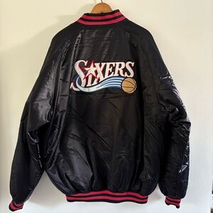 Vintage Philadelphia 76ers Nike black satin jacket